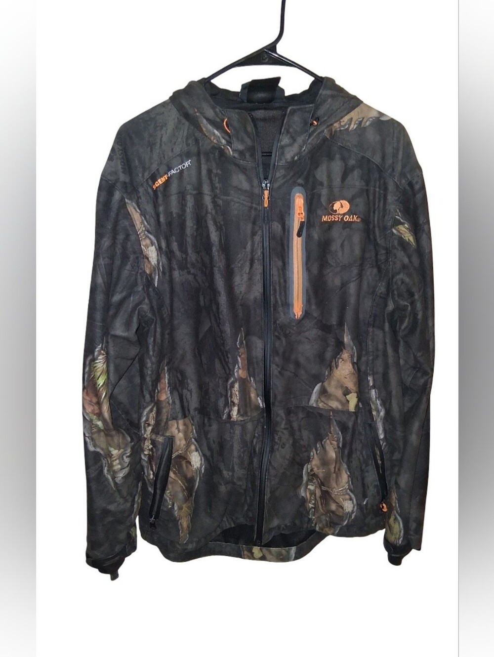 Clothes: Mens Mossy Oak Full Zip Black Camo Hooded Jacket (Large)